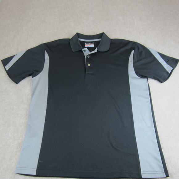 Grand Slam Polo Shirt Mens Large Short Sleeve Black Grey Golf - Picture 7 of 7